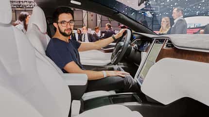Tesla Model X, Sitzprobe, Genfer Autosalon, 03/2016 Tesla Model X, Sitzprobe, Genfer Autosalon, 03/2016