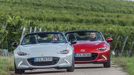Mazda MX-5 Skyactiv 1.5, Mazda MX-5 Skyactiv 2.0 i-Eloop, ams1016, Vergleich Mazda MX-5 Skyactiv 1.5, Mazda MX-5 Skyactiv 2.0 i-Eloop, Frontansicht
