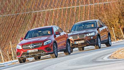 BMW X4 xDrive 28i, Mercedes GLC 300 4Matic Coupé, Frontansicht