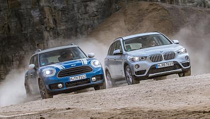 BMW X1 18d sDrive, Mini Countryman Cooper D, Frontansicht