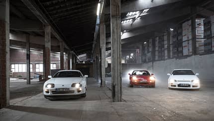 Mazda RX-7, Nissan Skyline, Toyota Supra, Frontansicht