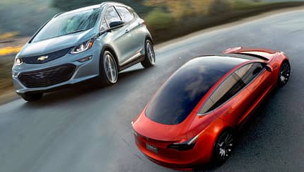 Tesla Model 3 und Chevy Bolt Collage