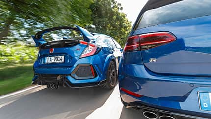 Honda Civic Type R, VW Golf R 2.0 TSI 4 Motion, Exterieur Heck