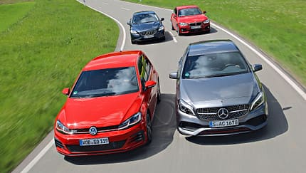 BMW 125i, Mercedes A 250, Volvo V40 T5, VW Golf GTI, Exterieur