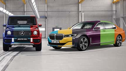 BMW 7er und Mercedes G bunt