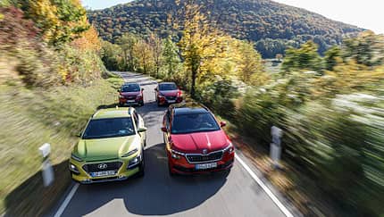 Hyundai Kona 1.0 T-GDI, Mazda CX-3 G 121, Opel Crossland X 1.2 DI, Skoda Kamiq 1.0 TSI, Exterieur
