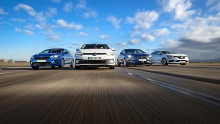 Kia Ceed 1.4 T-GDI GT Line, Opel Astra 1.4 DI Turbo Elegance, Renault Mégane Tce 140 Bose Edition, VW Golf 1.5 eTSI Style, Exterieur