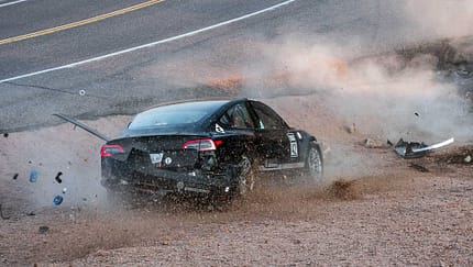 Tesla Model 3 Unplugged Performance Joshua Allan Pikes Peak crash (2020)