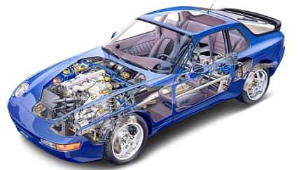 Porsche 968 freigestellt Schnittzeichnung