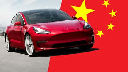 Tesla China Rückruf Flagge Collage