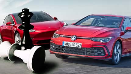 Tesla Model 3 VW Golf Neuzulassungen 2021 Sieger