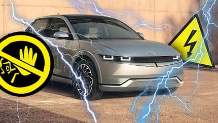 Elektroauto Hyundai Ioniq 5 Stromschlag Achtung Blitz Warnung