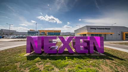 Empty square of nanjing of china.Road background of automobile advertising..