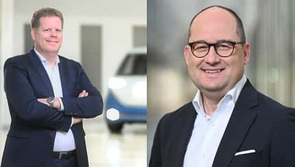 Carsten Intra – Vorstandsvorsitzender Volkswagen Nutzfahrzeuge und Lars Krause – Vorstand für Vertrieb und Marketing Volkswagen Nutzfahrzeuge