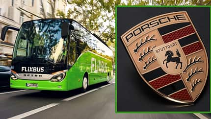 Flixbus Setra Porsche-Wappen Collage