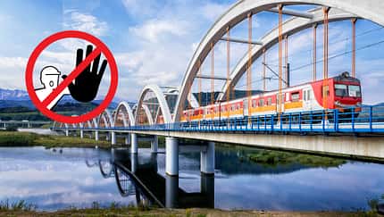 Polen Fotografierverbot Zug Brücke