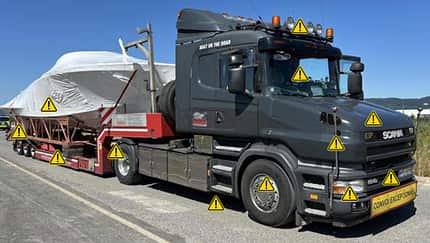 Yacht Schwertransport Mängel