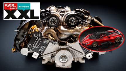 Giamaro Katla Albor V12 Quad Turbo Motor eingeklinkt SSC Tuatara Aggressor und XXL-Logo