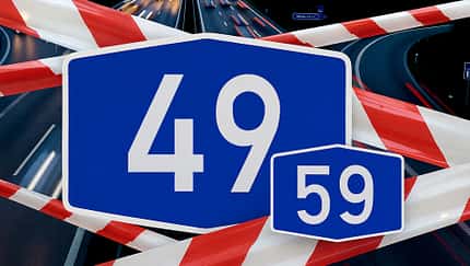 08/2025, Autobahn A49 und A 59 Sperrung Autobahn A49 und A 59 Sperrung