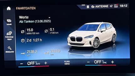 10/2025 BMW 225e PHEV Plug-in-Hybrid Verbrauchsanzeige 10/2025 BMW 225e PHEV Plug-in-Hybrid Verbrauchsanzeige