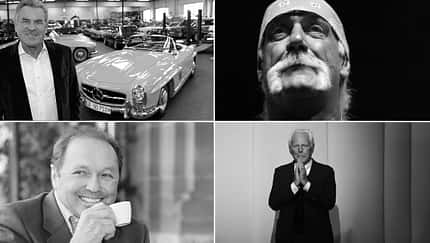 Diese Stars aus dem Automobil-, Design- und Showbusiness sind 2025 gestorben: Klaus Kienle, Hulk Hogan, Jochen Mass und Giorgio Armani.
