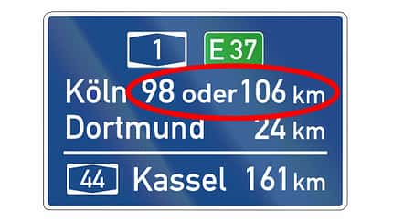 Autobahnschild Kilometerangabe
