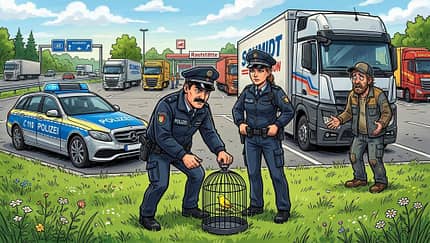 Kanarienvogel Polizei Lkw