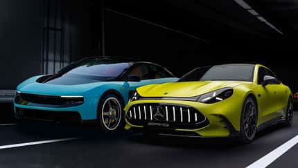 Ferrari Luce, Mercedes-AMG GT 55 4-Türer Coupé, Collage, Kaltvergleich, 06/2026 Ferrari Luce und Mercedes-AMG GT 55 4-Türer Coupé