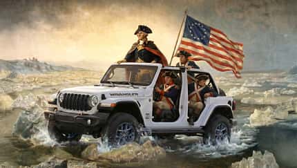 George Washington in einem Jeep Wrangler
