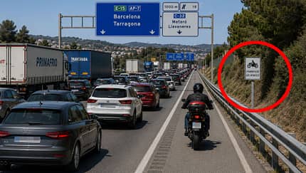 Spanien Autobahn Motorrad Seitenstreifen