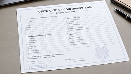 CoC (Certificate of Conformity) Übereinstimmungsbescheinigung 