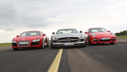 Porsche 911 Turbo, Mercedes SLS, Audi R8