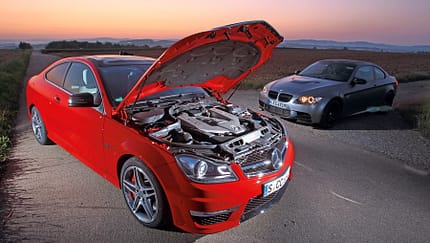 BMW M3 Coupe Competition, Mercedes C 63 AMG Performance Package, Motorhaube
