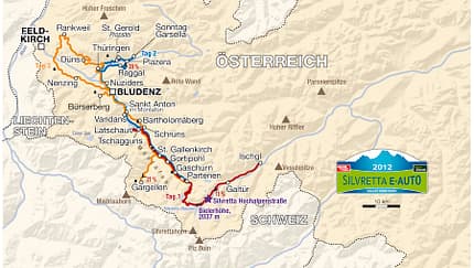 Streckenkarte Silvretta E-Auto 2012