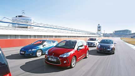 Alfa Romeo Mito 1.4 TB 16V Super, Citroën DS3 THP 155 Sport Chic, Honda CR-Z Sport, Suzuki Swift 1.6 Sport, Front