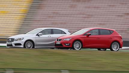 Seat León 1.4 TSI FR, Mercedes A 200 AMG Sport, Seitenansicht
