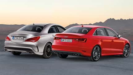 Audi A3 Stufenheck, Mercedes CLA 45 AMG, Heckansicht