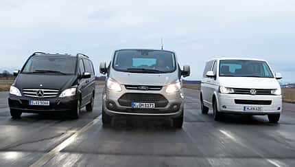 Ford Tourneo Custom, Mercedes Viano 3.0 CDI lang, VW Multivan 2.0 BiTDI