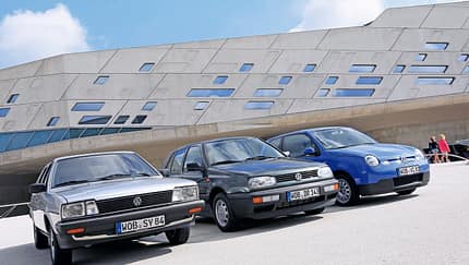 VW Passat Formel E, VW Golf Ecomatic, VW Lupo 3L, Frontansicht