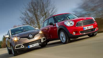 Renault Captur dCi 90, Mini One D Countryman, Frontansicht
