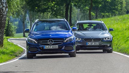 Mercedes C 180 T, BMW 330d, Frontansicht
