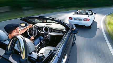 Mazda MX-5 2.0 MZR, Mini Cooper S Roadster, Heckansicht