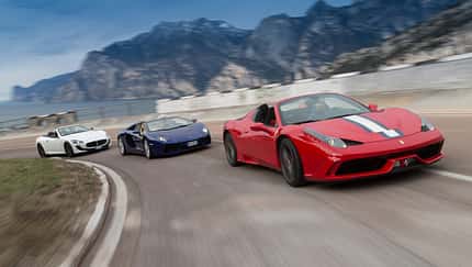 Ferrari 458 Speciale A, Lamborghini Aventador Roadster, Maserati Gran Cabrio MC