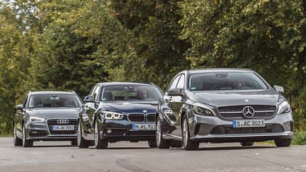 Audi A3 Sportback 1.4 TFSI COD, BMW 118i, Mercedes A 180, Frontansicht