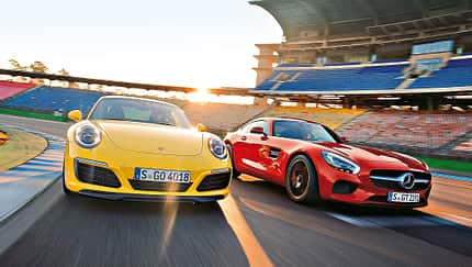 Porsche 911 Carrera S, Mercedes-AMG GT, Frontansicht
