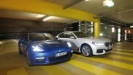 BMW 750d xDrive, Porsche Panamera 4S Diesel, Frontansicht
