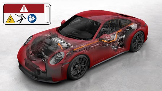 Porsche 911 992.2 GTS T-Hybrid Phantomgrafik Warnhinweis