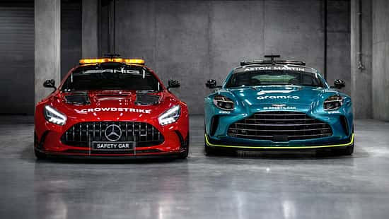 Safety-Car - Collage - Mercedes & Aston Martin