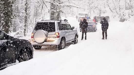 Winter Schnee Berg Stau