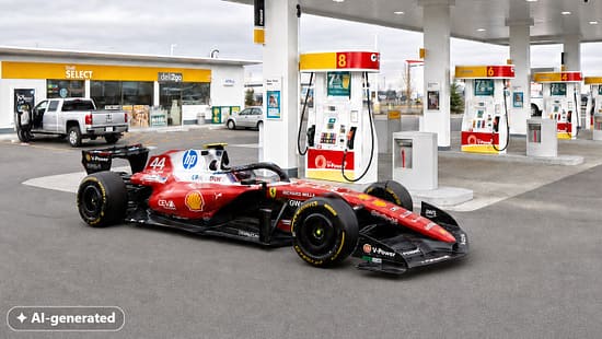 Ferrari - Shell-Tankstelle - AI Generated - 2026